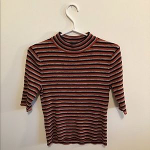 Madewell mockneck striped sweater top